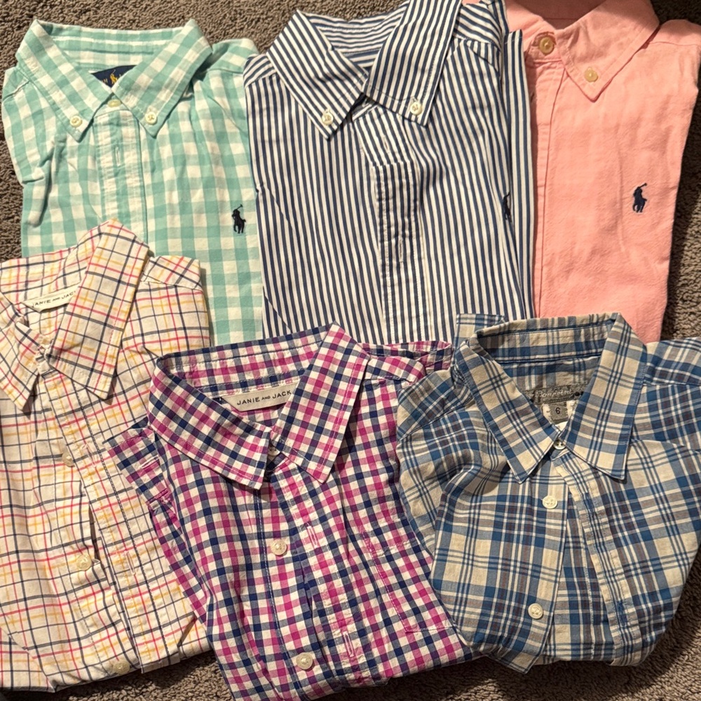 Assorted Kids Checkered and Striped Shirts